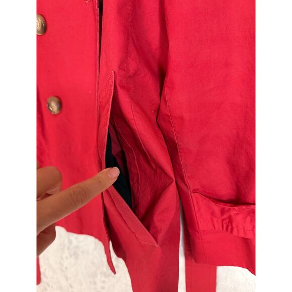 COACH Icon Belted Double Breasted Lined Short Trench Coat Persimmon Red Small - Picture 9 of 15